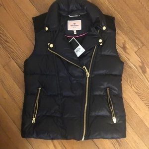 Juicy Couture Moto Puffer Vest in Pitch Black